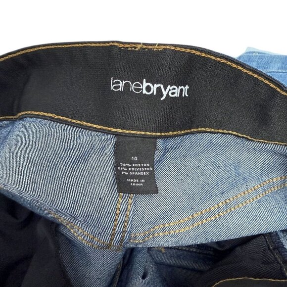 LANE BRYANT Capri Jeans Size 14 Blue Denim Bermuda Shorts Stretch Slimming - Picture 6 of 9